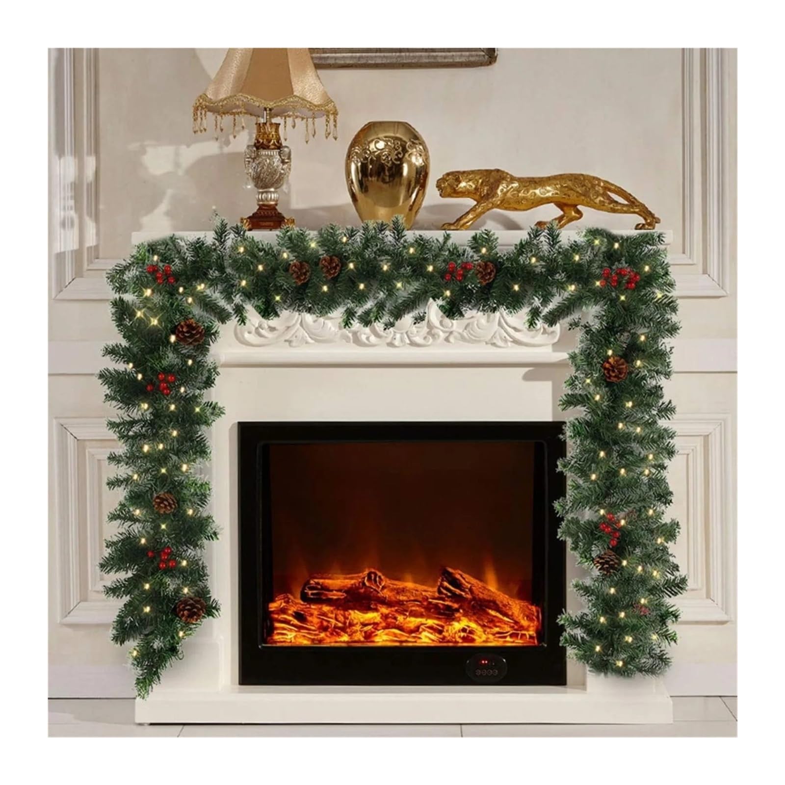 Weihnachtliche Rattangirlande als stimmungsvolle Dekoration for Kamin und Kaminsims für Haushalt(2.7m)