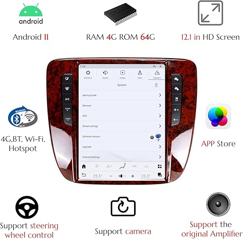 Miniatura 3 de Android 11 - Radio de coche estéreo para GMC Yukon para Chevy Silverado Tahoe para Suburban con CarPlay Android Auto 12.1 pulgadas, pantalla táctil