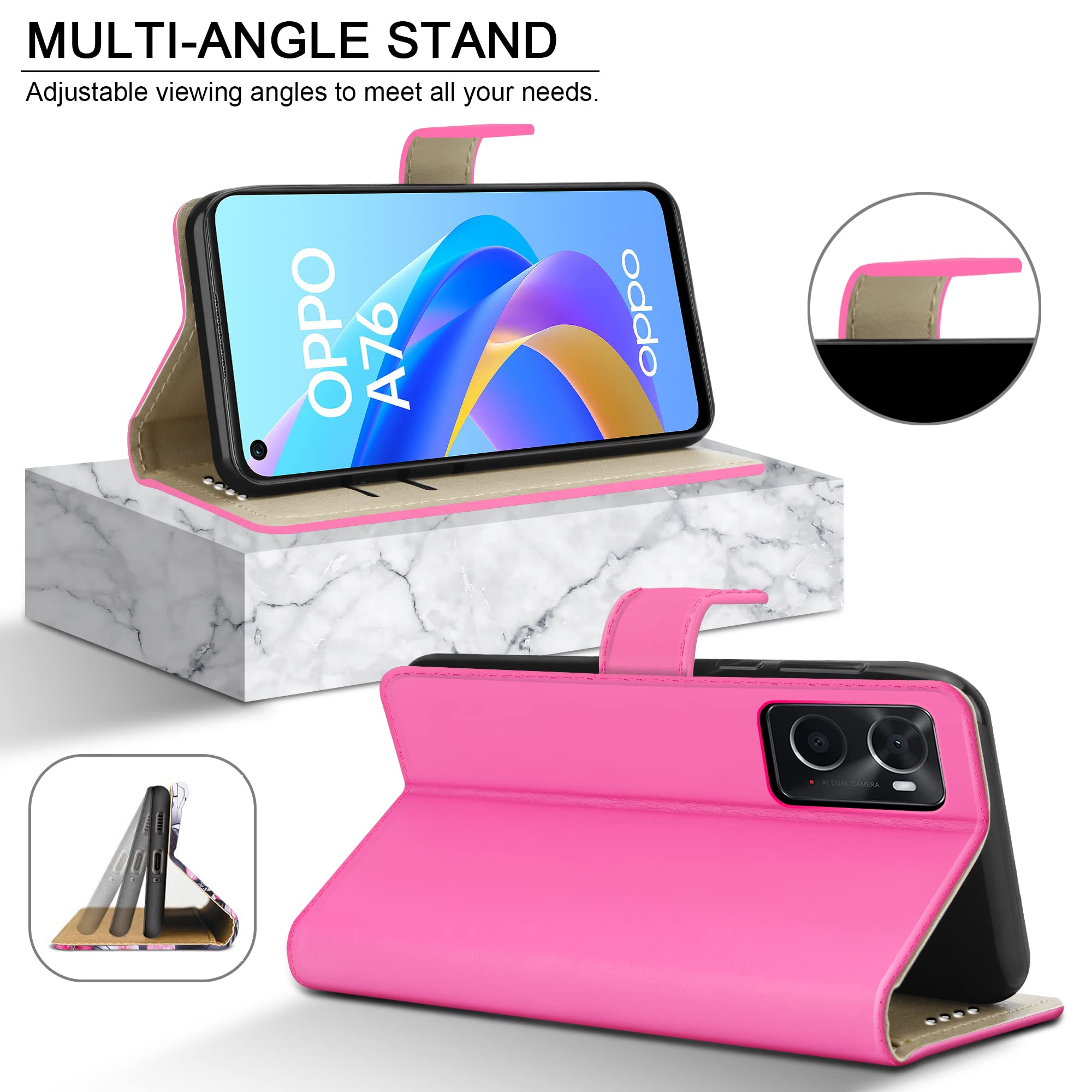 PONRFEKT Custodia a portafoglio per OPPO A76 4G / A96