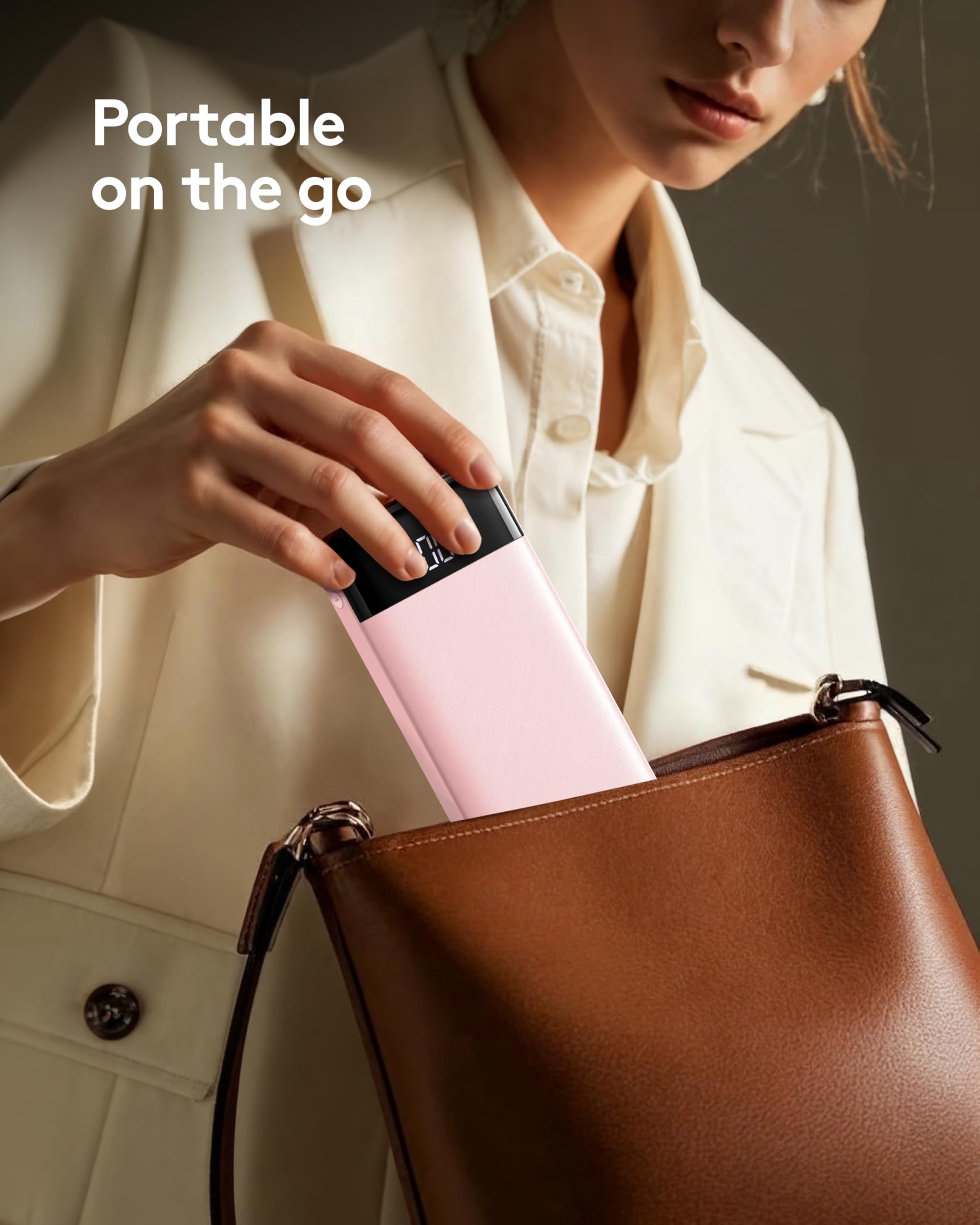 Orfeika Cargador portátil para teléfono, cargador portátil de 10000 mAh con cables integrados, batería esencial de viaje compatible con iPhone, Samsung, iPad, Google, tabletas, etc