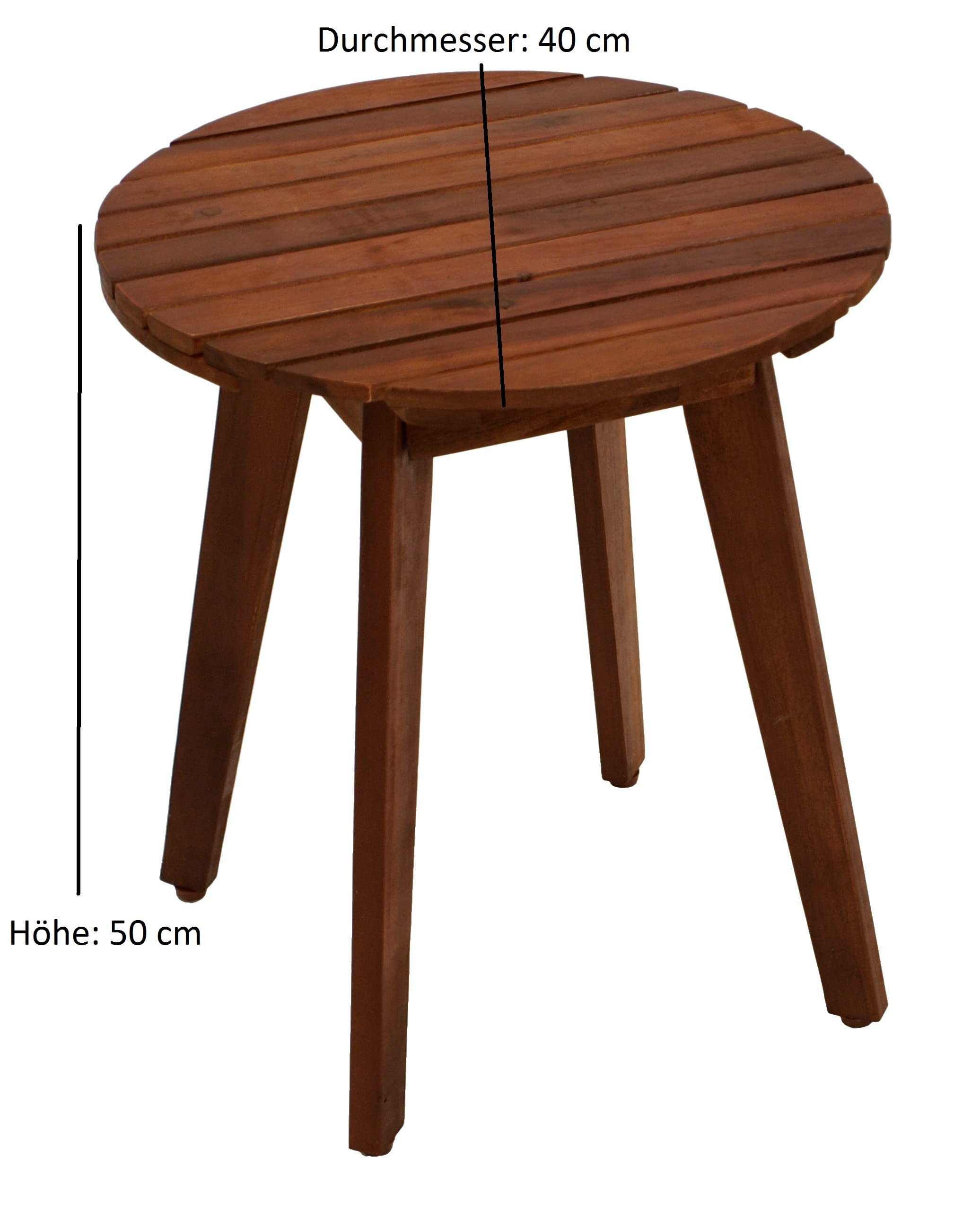 DEGAMO Beistelltisch BAYAMO aus Akazien Holz, runde Form, 40cm Durchmesser, Oberfläche dunkel geölt