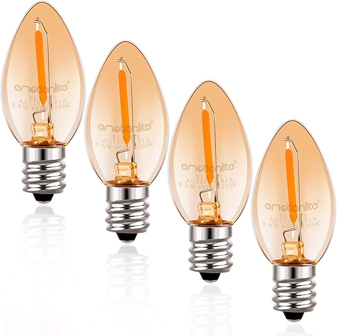 Night Light Bulbs, Emotionlite Amber LED C7 Bulb, 4W 5W 6W 7W
