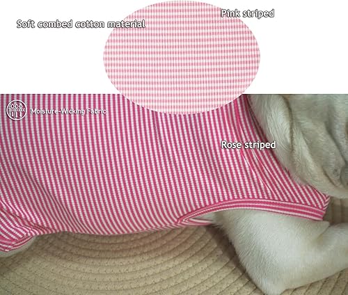 Miniatura 7 de Camisa para perro, camisetas de algodón peinado, camiseta suave y fresca para perros pequeños, gatitos, cachorros, chihuahua, rosa rosa, a rayas, S