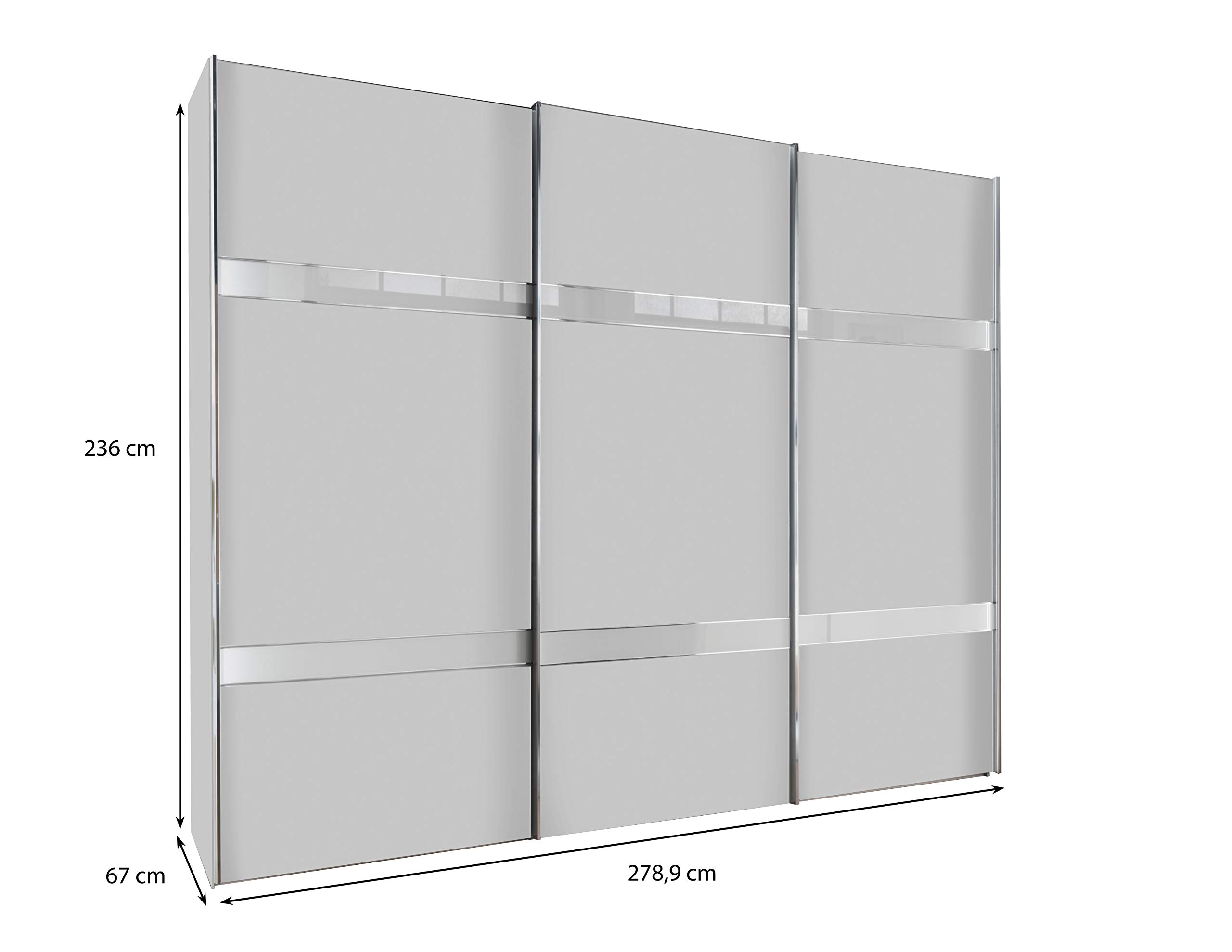 WIEMANN Rialto Kleiderschrank, Schwebetürenschrank, Schlafzimmerschrank, mit Schiebetüren, Breite 280 cm, in weiß, Holz, B/H/T 280 x 236 x 67 cm Küche, Haushalt & Wohnen