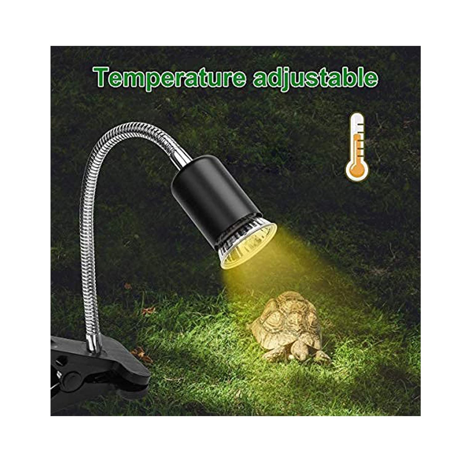 (india pet shop) Reptile UV Basking Lamp Holder With Heating Bulb for Amphibian, Turtle, Bird Lizard and Snake (Holder + 50 Watt Bulb) 1