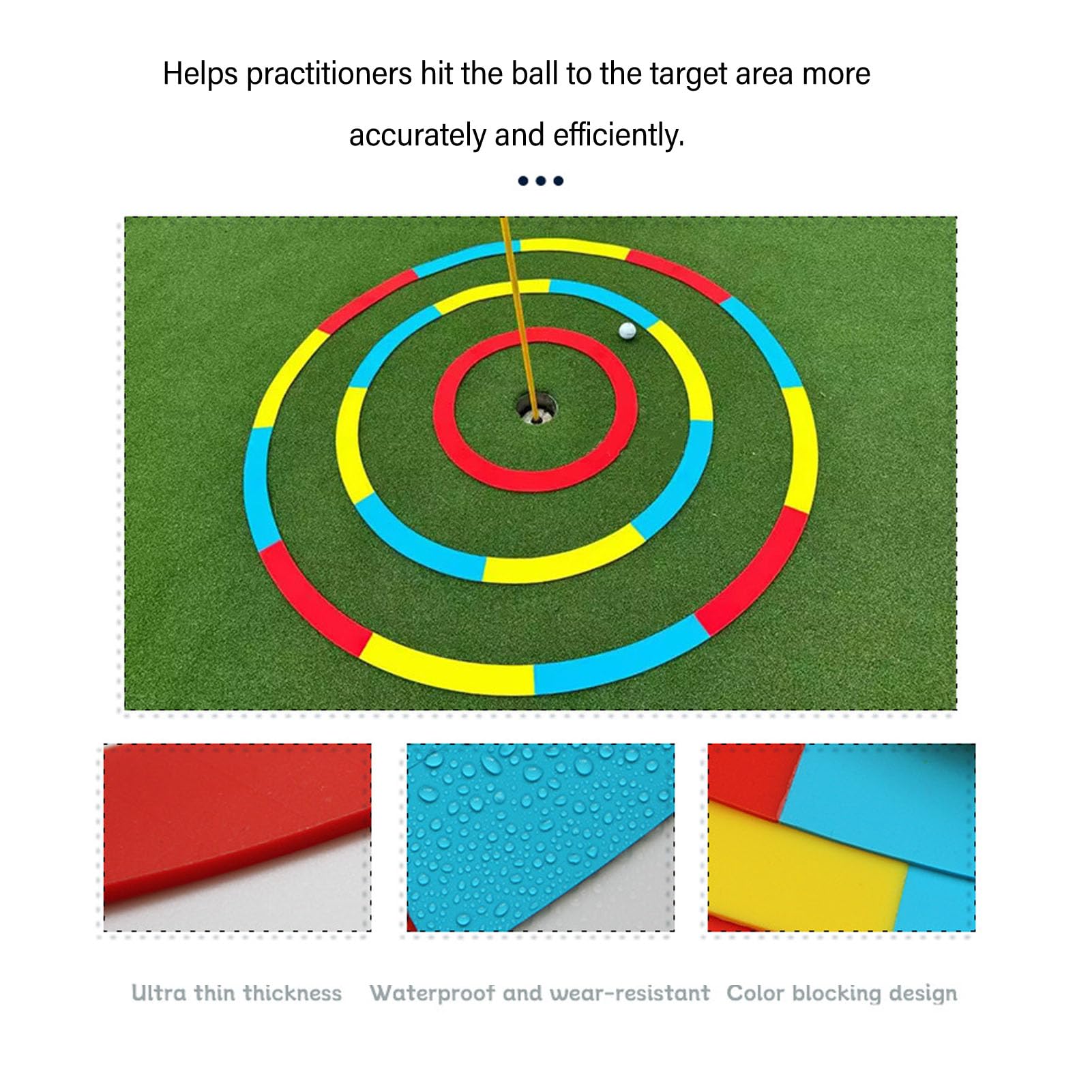 Tyenaza Cercle De Cible De Golf 3 Pièces, Anneaux De Cible D'écaillage De Golf Portables étanches en Silicone pour L'entraînement