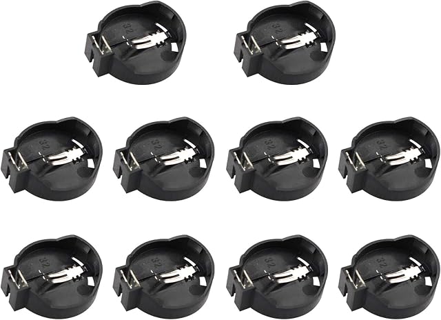 HALJIA 10Pcs Portable 3V CR2032 CR2025 General Coin Button Cell Battery Adapter Clip Socket Holder Container Box Case Black