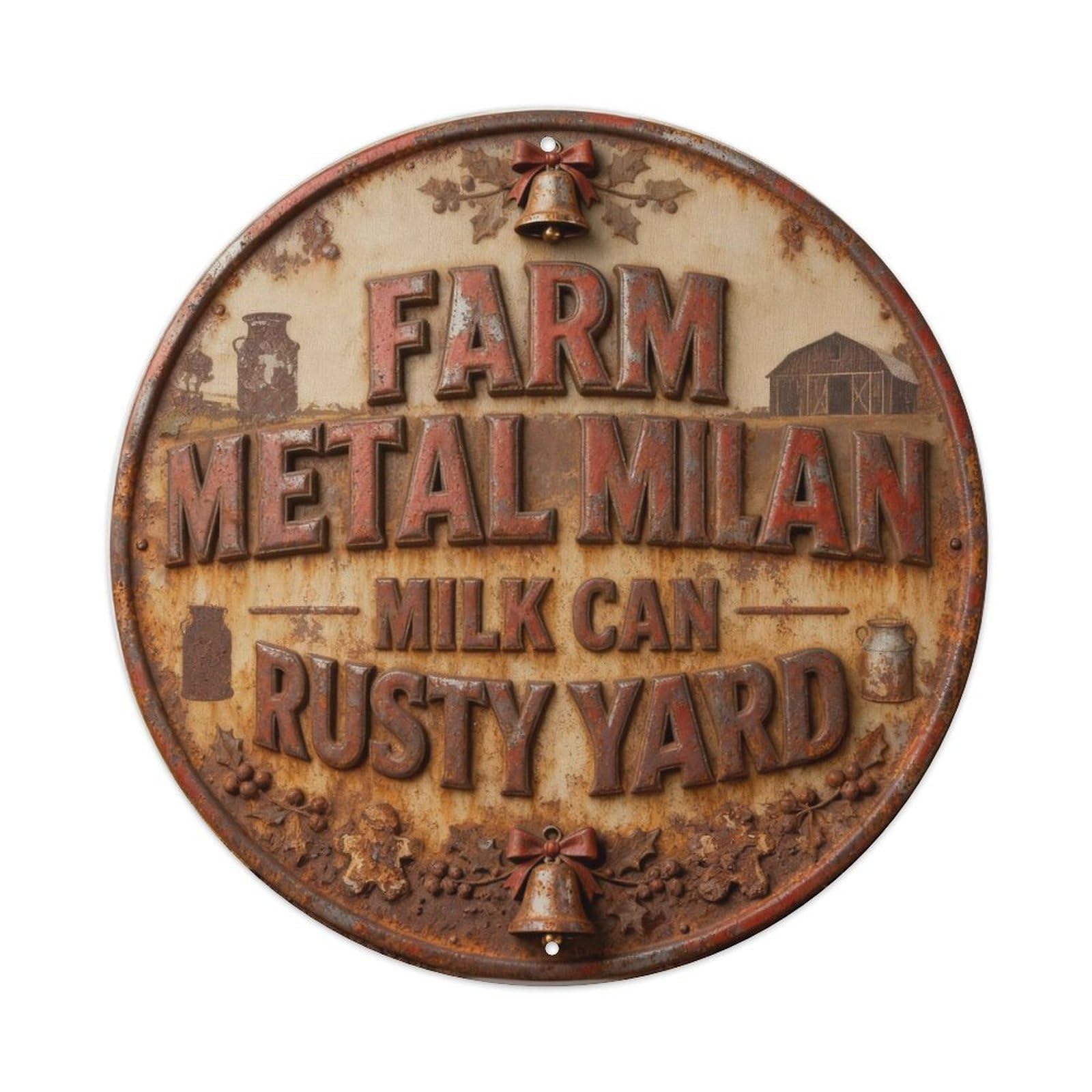 FARM METAL MILK CAN RUSTY YARD Metal Tin Sign Plaque
