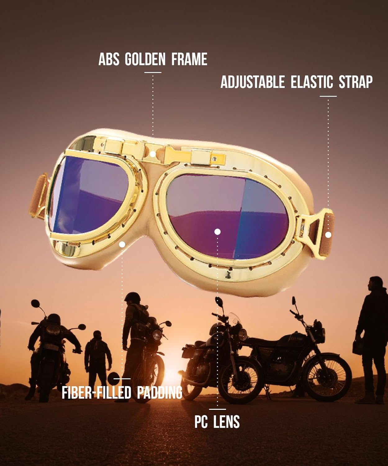 CRG Sports Motorcycle Goggle Vintage Aviator Pilot Style Motorcycle Cruiser Scooter Goggle for Man,Women, Adult image 3 of 7 B0793CF5T4