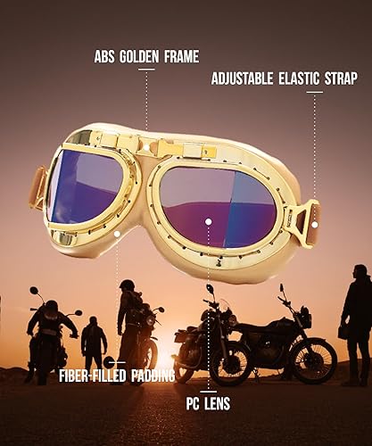 Miniatura 3 de CRG Sports Gafas de motocicleta estilo aviador vintage estilo piloto motocicleta crucero scooter gafas para hombre, mujer, adulto