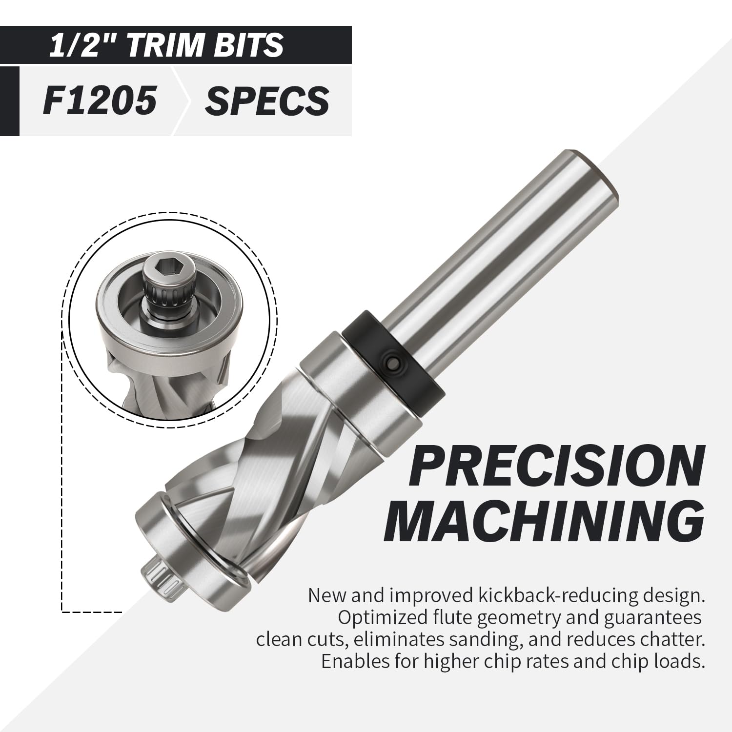 ZahyoX Monster Compression Combination Pattern Flush Trim Router Bit with Top & Bottom Bearing, 7/8" Cutting Dia, 1/2" Shank, 1-3/16" Cutting Length, 3-11/16" Overall Length