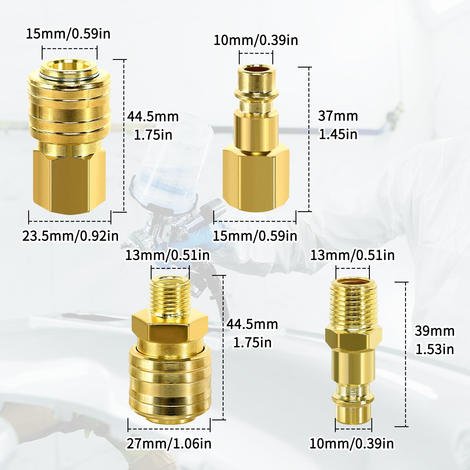Juego De Conectores Rápidos De Aire Comprimido 1/4" BSP - Ideal Para Talleres Y Herramientas Neumáticas