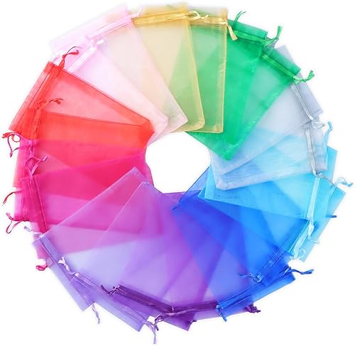 Imeepa 100 bolsas de organza con cordón, bolsas de regalo de malla de caramelo de 4 x 6 pulgadas, bolsas de joyería, bolsas de regalo de boda,