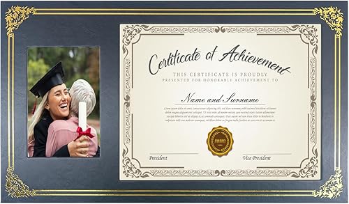 Marco de diploma de 11 x 19 pulgadas, capacidad para fotos de 4 x 6 pulgadas y diploma de 8.5 x 11 pulgadas o documento de certificado de