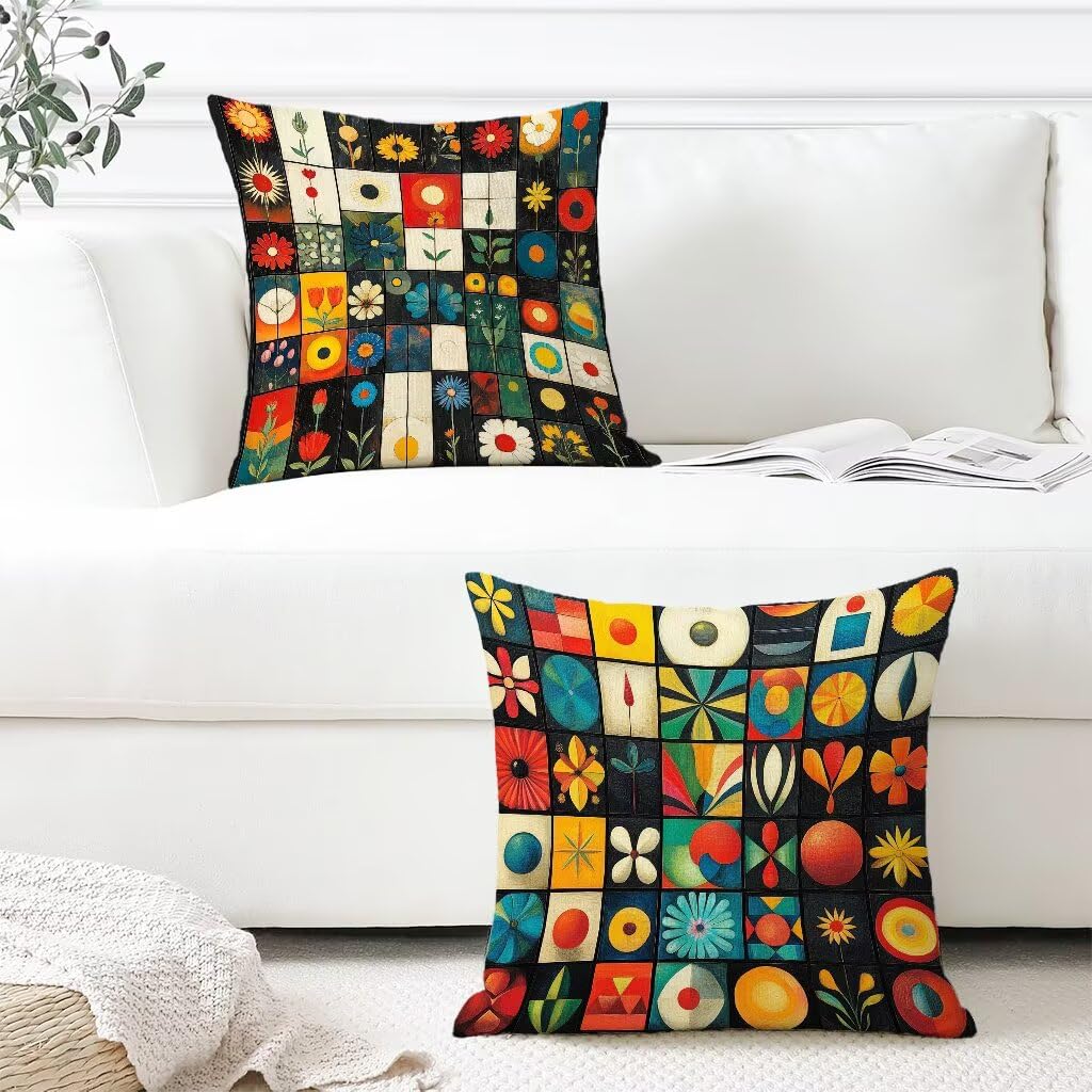 Kissenbezug 65x65cm 2er Set Farbe Wasserfestem Dekokissen Blume Weich Sofakissen Velvet Quadrat Kissenhüllen Beidseitiger Druck für Sofa Couch Garten Outdoor Terrasse Heimdekoration Geschenke 7-20348