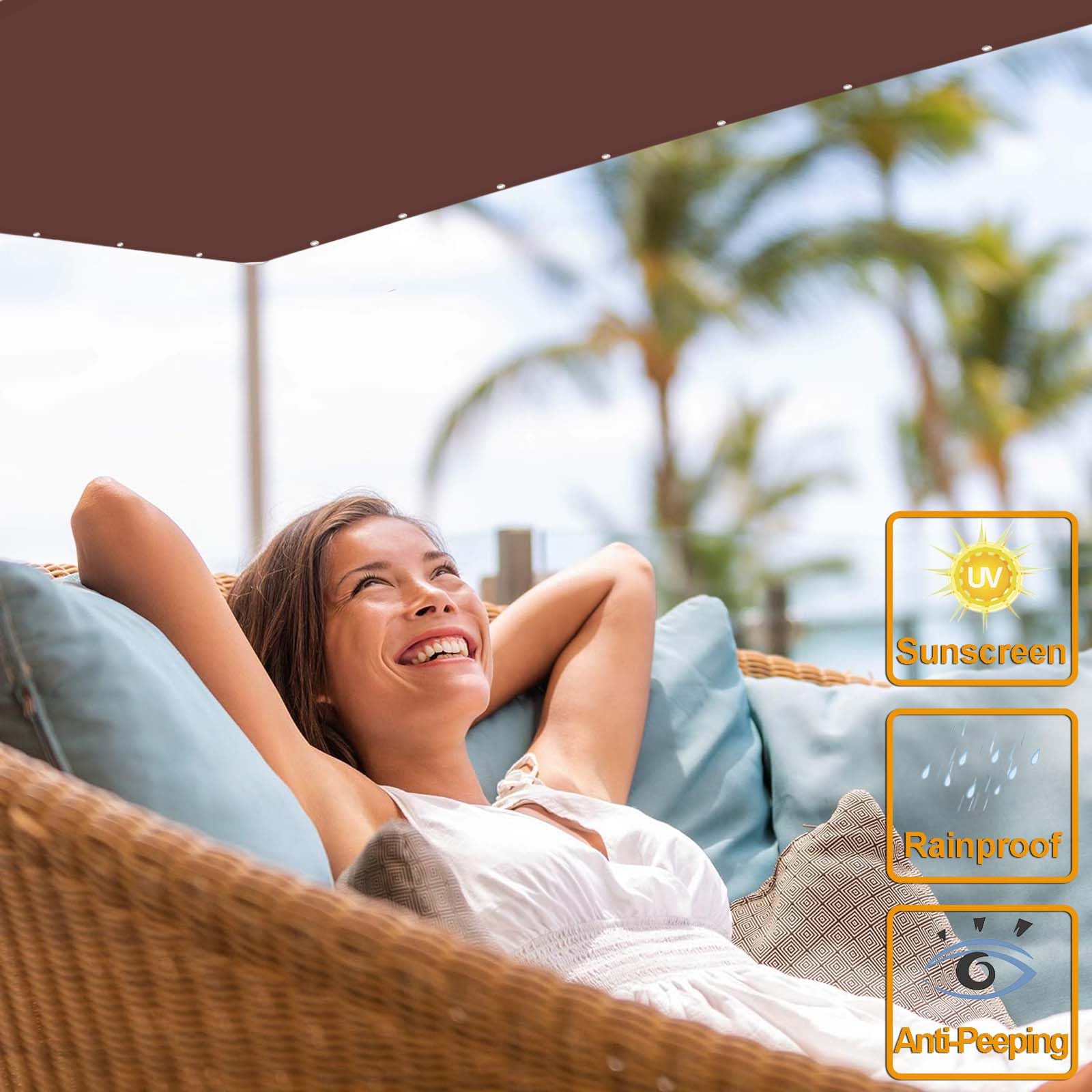 Timizi Sonnensegel Balkon ​Seitlich 0.75x5.5m, Quadratisch Sonnenschutz Markise Sonnenschutz Wasserabweisend Mit Ösen Und Kordel Für Garten 