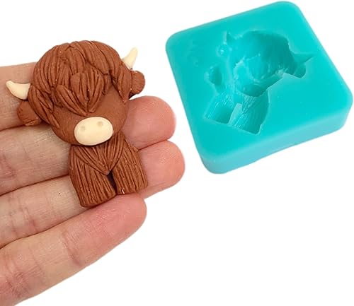 Miniatura 4 de Highland cow highland cattle farm clay polymer clay mold Multi Project Silicone