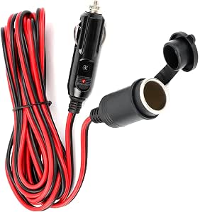 Rallonge Allume-Cigare 4m Étanche 12V/24V 16AWG - Câble Extension Avec Fusible 15A & LED, Voiture Bateau Camion