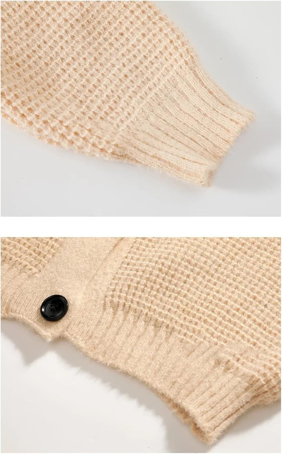 Men's High Neck Ribbed Oversized Knitted Cardigan Solid Color Casual Loose Fit Sweater Cardigan
