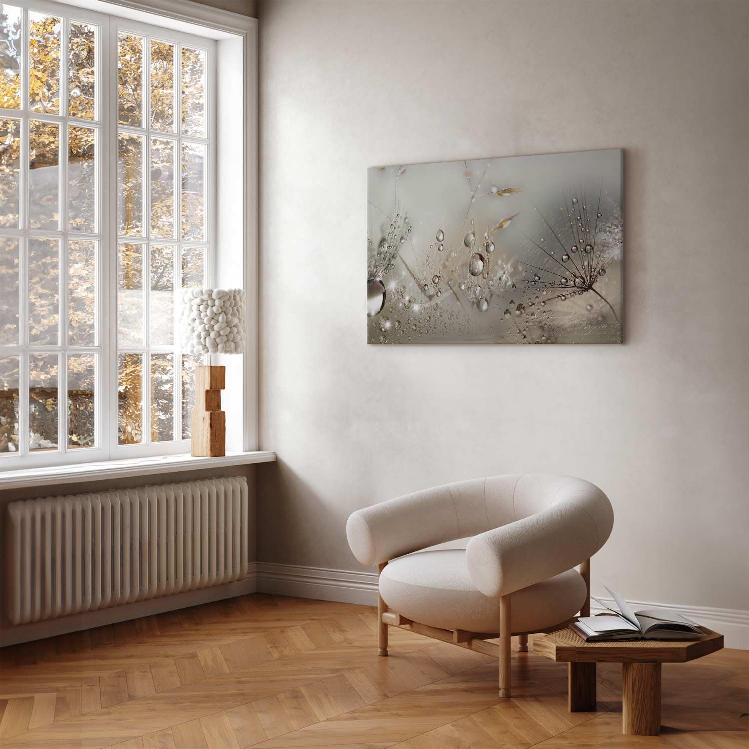 Murando Quadro Soffione Fiori - Tela Strutturata 90x30 Cm - Stampa Moderna Per Soggiorno - 1 Pezzo