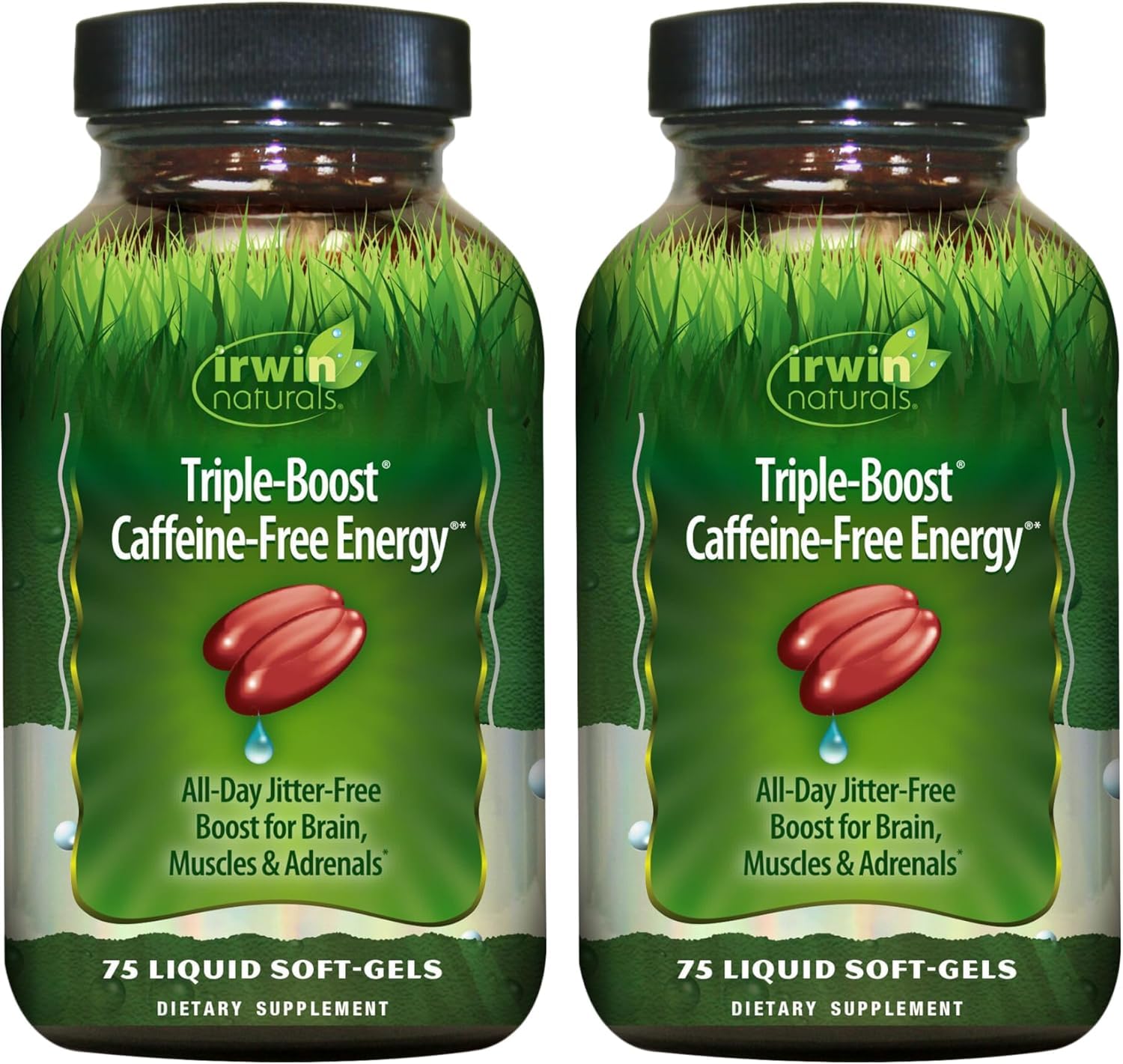 Triple-Boost Caffeine-Free Energy – 75 Liquid Soft-Gels – Adaptogenic Daily Energy Support - 2 Pack