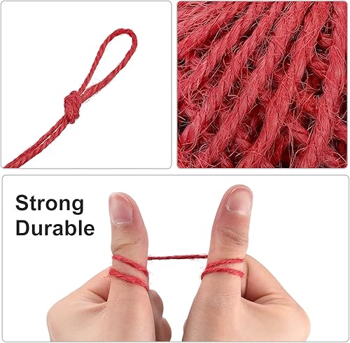 Miniatura 4 de MECCANIXITY Cuerda de yute de 164 pies de 0.079 in, cuerda de yute, cuerda de yute natural, color rojo, para manualidades, jardinería, agrupación,