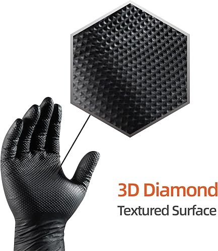 Miniatura 5 de ANBOSON Guantes de nitrilo desechables sin látex, guantes de goma resistentes de 8 mil con textura de diamante, guantes mecánicos, industriales