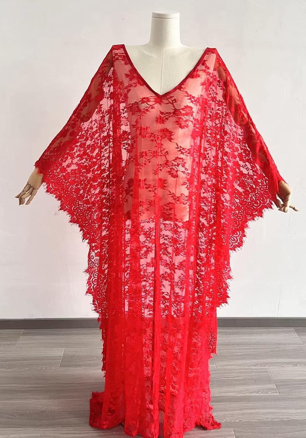 Swimsuit Cover Up Women plus size sheer see through sexy lace Kimono