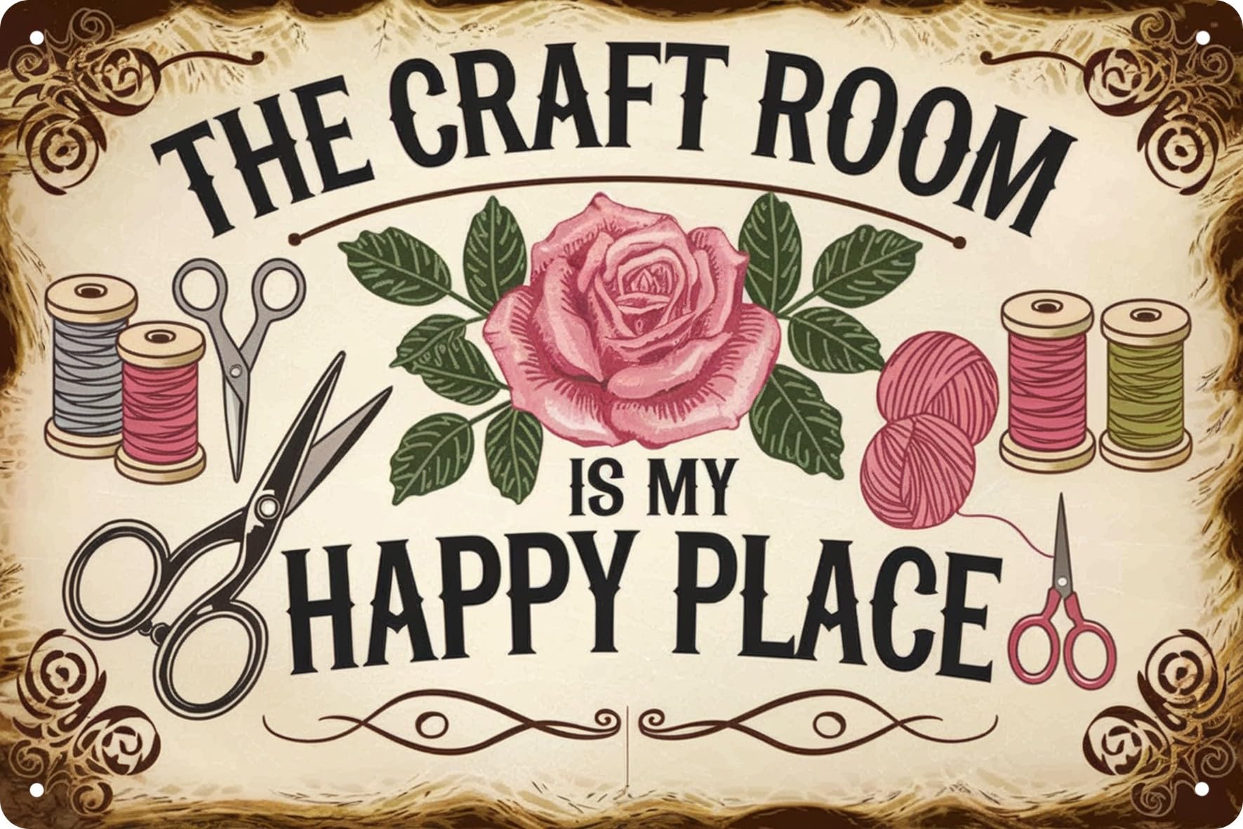 Metal Tin Sign The Craft Room Is My Happy Place 24x32 Inch