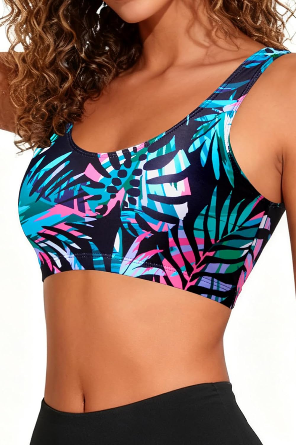 Tempt Me Women Sports Bra Bikini Top Push Up Scoop Neck Bathing Suits Top for Teen Girls