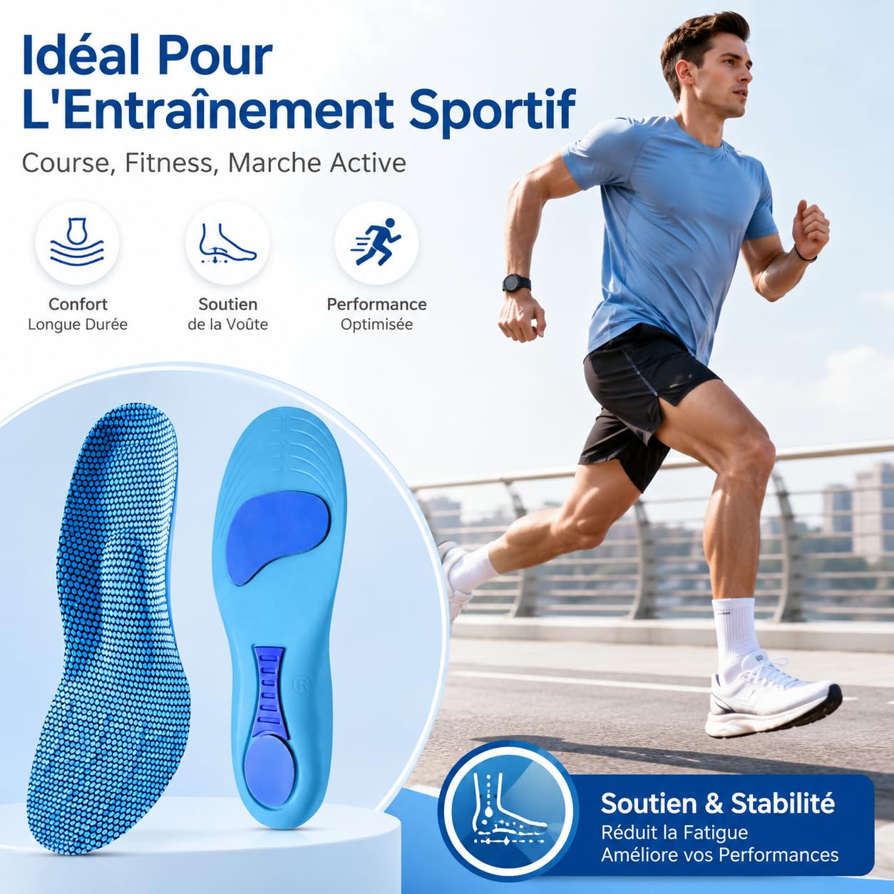 Santellia Vital+ Semelles Orthopédiques Unisexes avec Soutien de la Voûte Plantaire et Amorti pour Marche Travail Sport et Usage Quotidien (43/44)