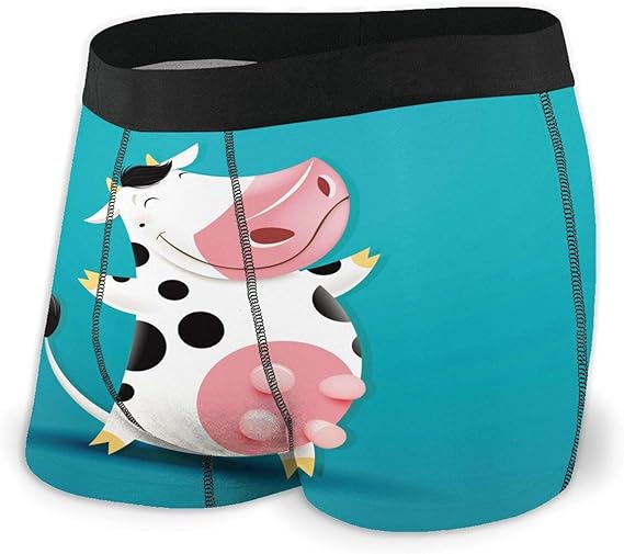 Amazon Co Jp ボクサーパンツ キャラクター 牛 乳牛 ブルー メンズ 下着 男性用 パンツ ブリーフ 四角 ボクサーブリーフ インナー デザイン セクシー 魅力的 通気性 前閉じ 吸水速乾 プリント プレゼント Bolaco ファッション