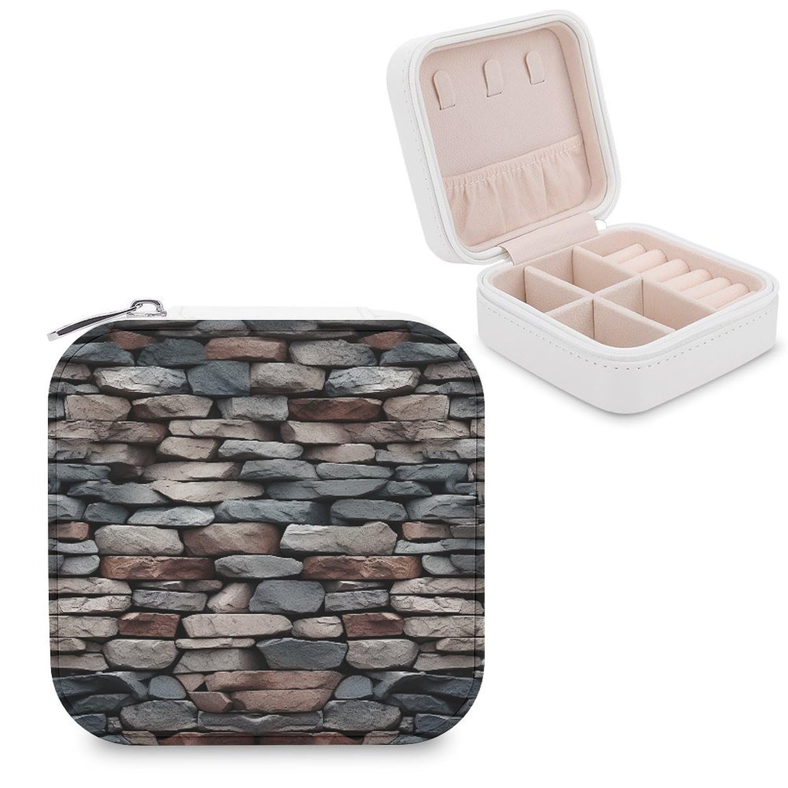 FekiLoot Stone Jewelry Case Personalized Leather Jewelry Box Mini Travel Jewelry Case Small Portable Jewelry Organizer for Ring Earrings Necklace Bracelet