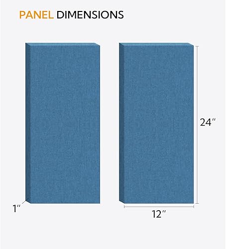Miniatura 4 de Olanglab Paneles acústicos, paquete de 2 paneles acústicos de 24 x 12 pulgadas cada uno, paneles de pared acústicos insonorizados para tratamiento