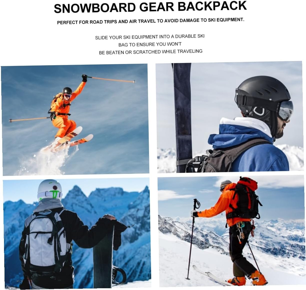 Snowboard Gear Backpack Protective Cover Snowboard Storage Bag for Outdoor Ski Equipment Transport Black
