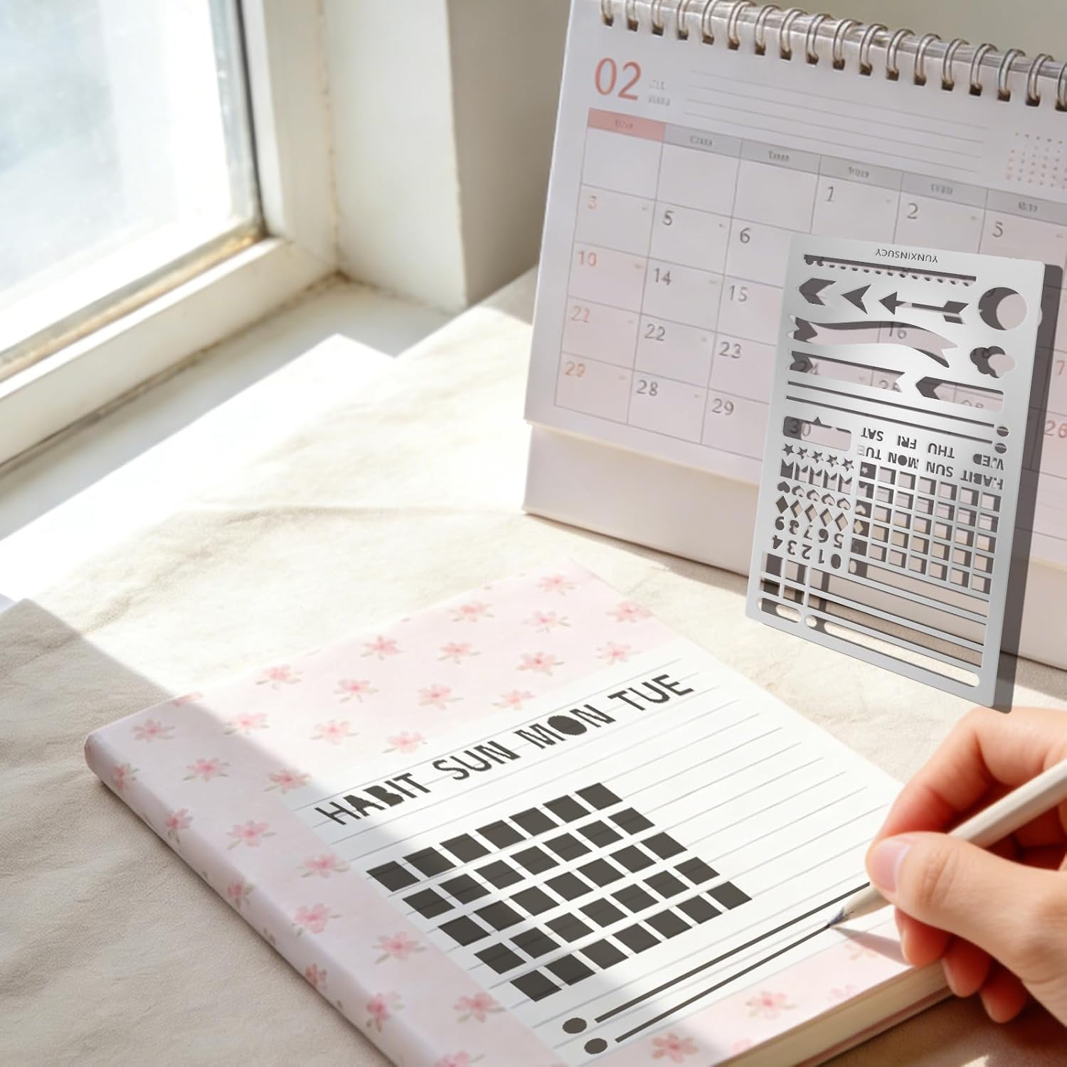 Metal Stencils for Journaling, Calendar, Diary Graffiti, Dot Journal, Weekly Planner, Reusable Stainless Steel Template, Scrapbook Accessories, Number, Pattern