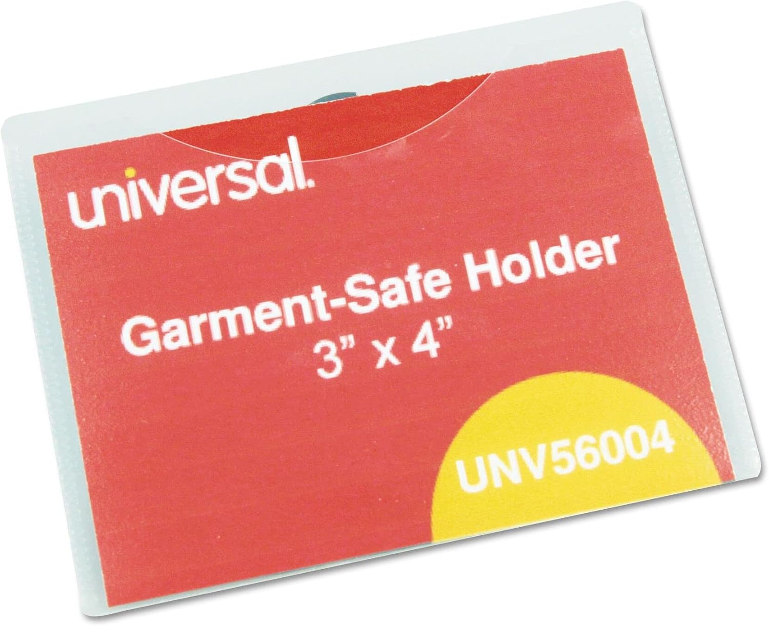 Universal 56004 Clear Badge Holders w/Garment-Safe Clips, 3 x 4, White Inserts (Box of 50)