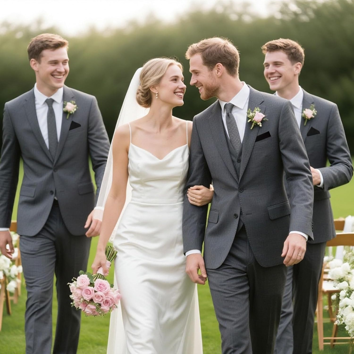 Velvet Pocket Squares for Men, Solid Color Mens Handkerchiefs with Holder Suit Pocket Square for Business Wedding - Image 5