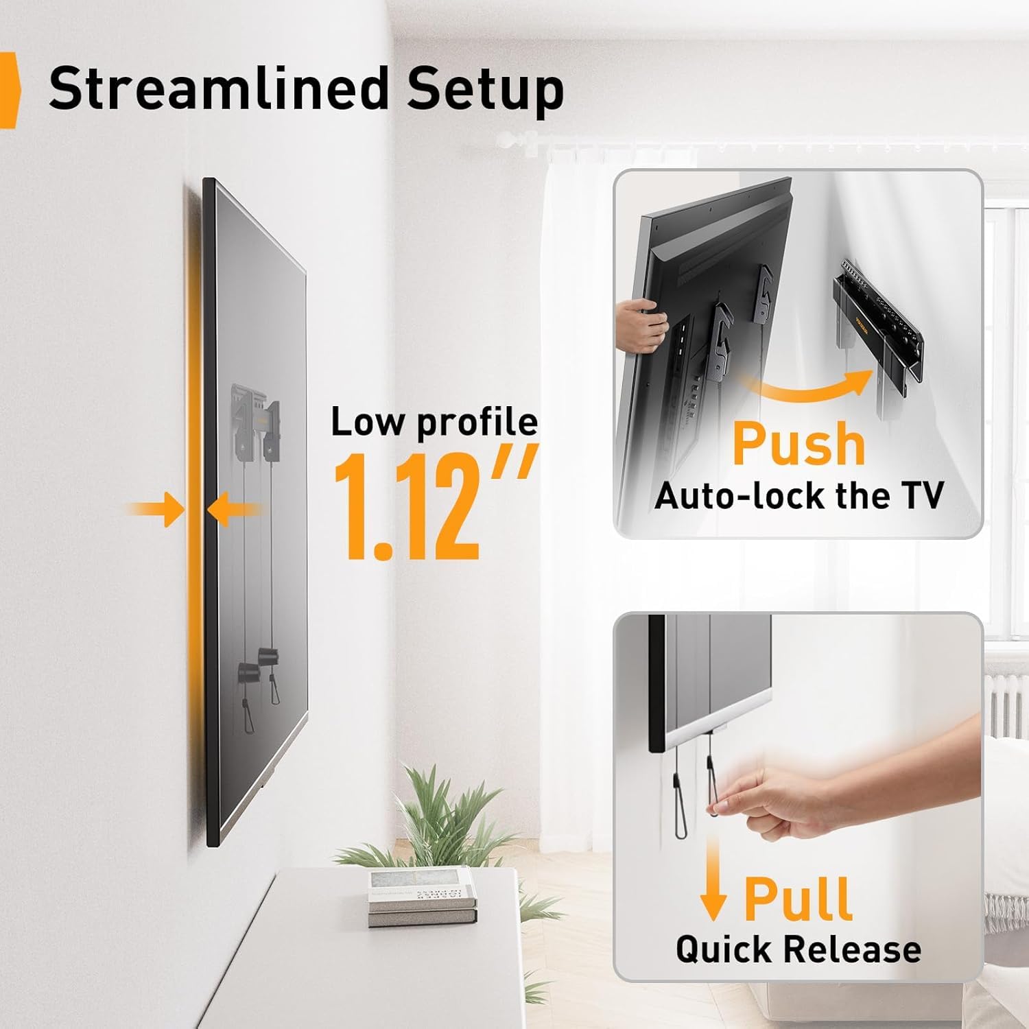 Perlegear Studless TV Wall Mount for Most 24-55 Inch TVs up to 100 lbs, No Stud TV Mount, Drywall TV Bracket with Max VESA 400x400mm, No Drill, Easy Install, Low Profile, PGMT7