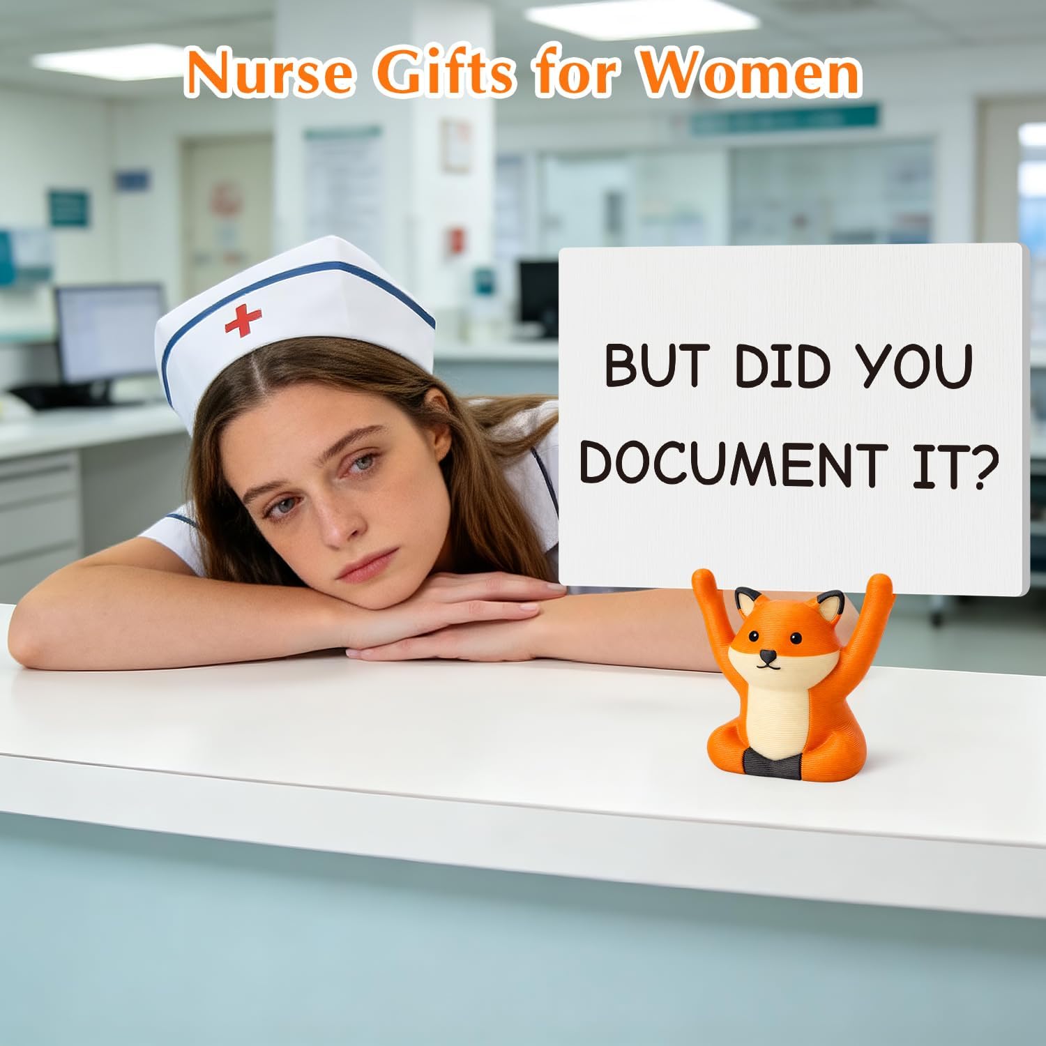 But Did You Document It Sign - Funny Gifts for Lawyer Nurse Teacher HR, Cute Fox Office Desk Accessories, Sarcastic Decor for Women Men, Coworker Leaving Boss Day Present image 4