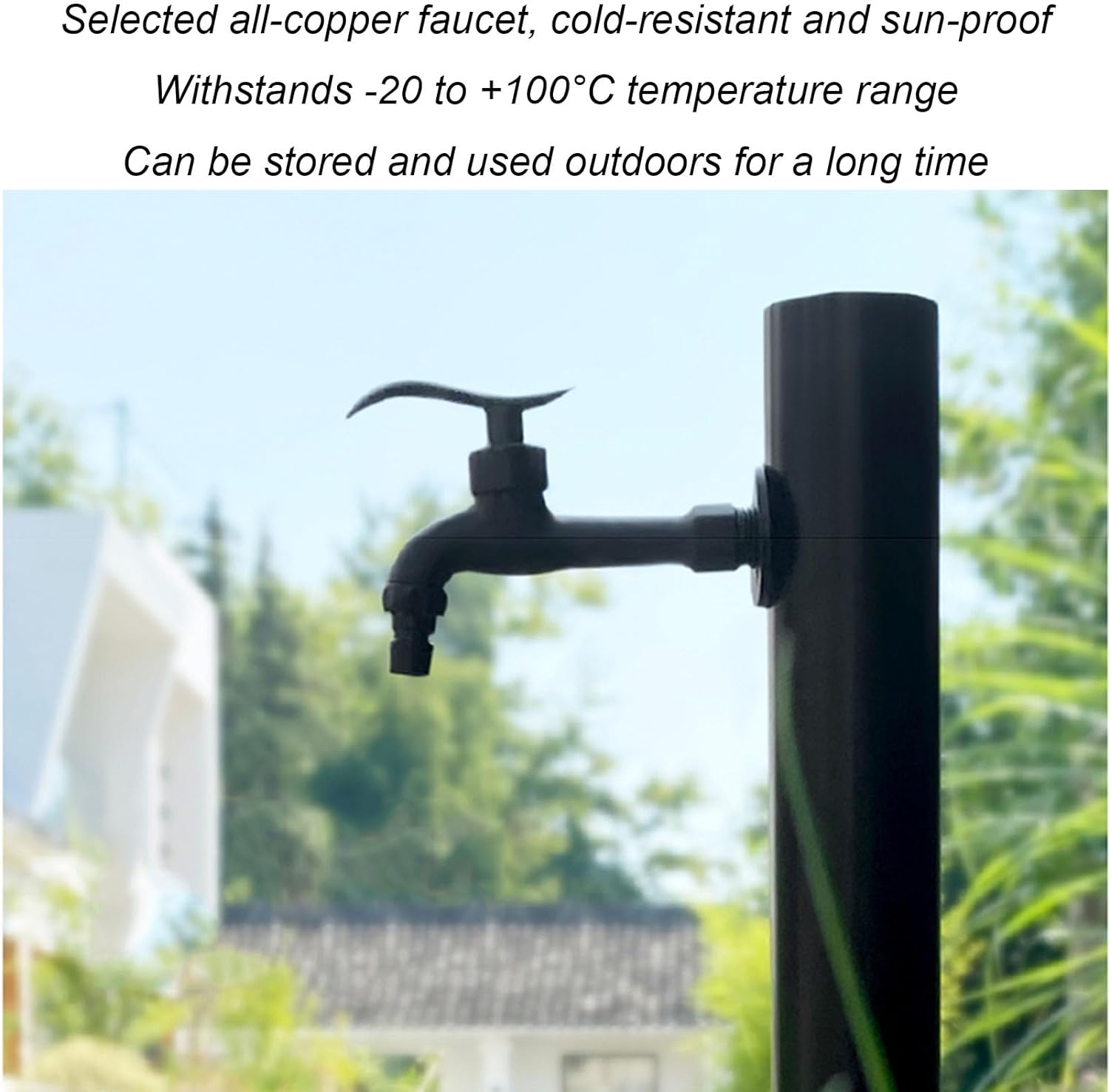 304 Stainless Steel Vertical Garden Water Column - Freestanding Hose Stand with Lock Faucet, Outdoor Antifreeze Dispenser, Hydrant Fountain for Irrigation & Garden Features