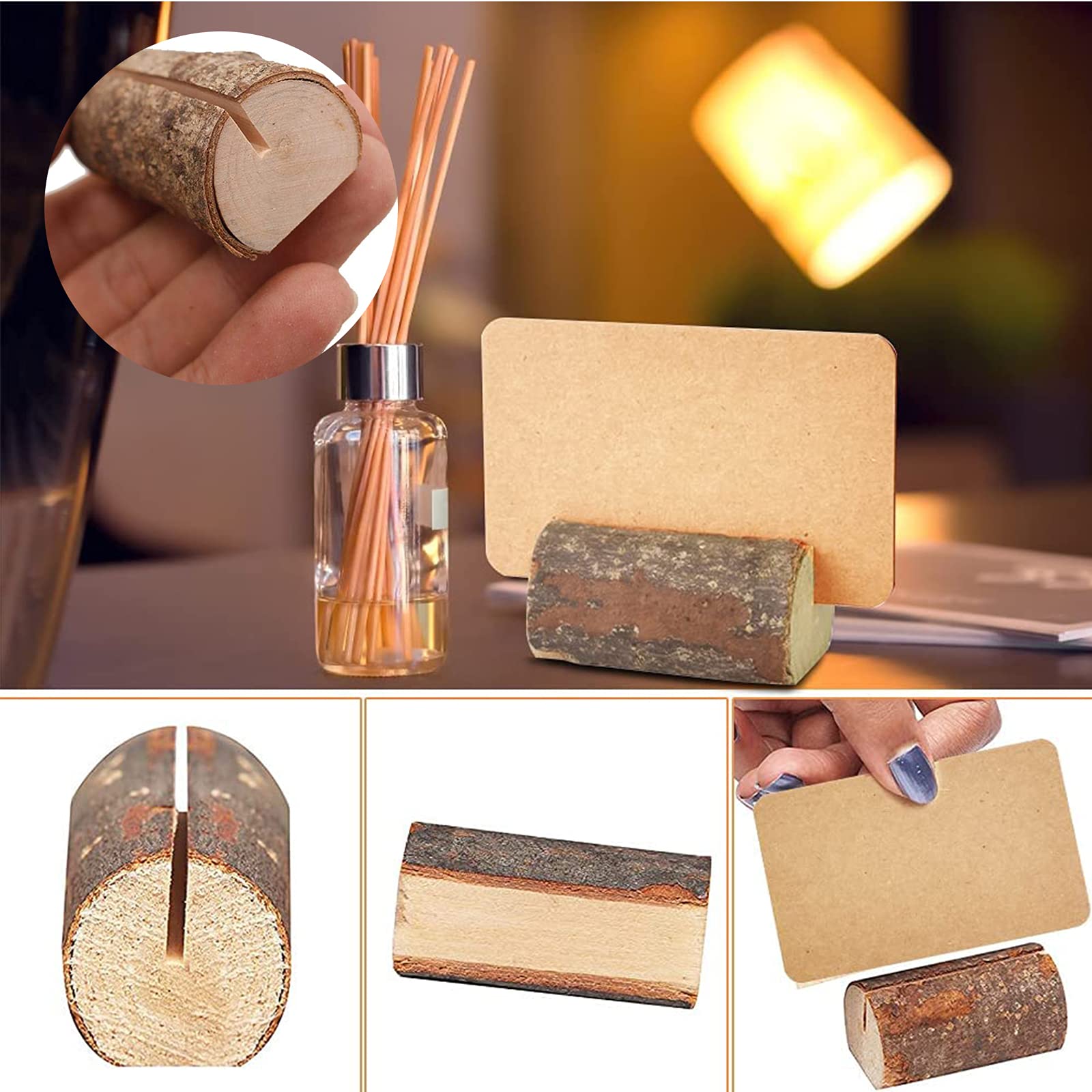 ENLACE Houten kaarthouder, 10 stuks, tafelkaarthouder, fotohouder, postkaarthouder, fotostandaard voor bruiloften, feesten, restaurants, banketten, 10 x 3 x 2 cm