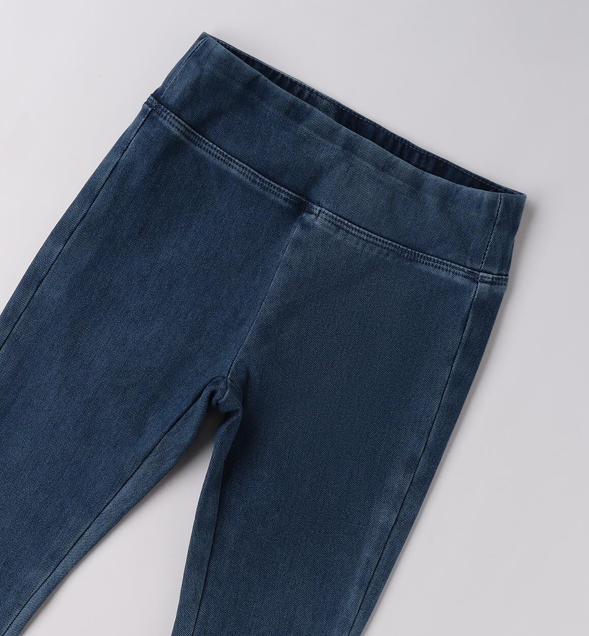 IDO Pantalone Jeggings Stile Jeans Ragazza Bambina 8 Anni - 128 cm Color Blu Denim ed Elastico in Vita