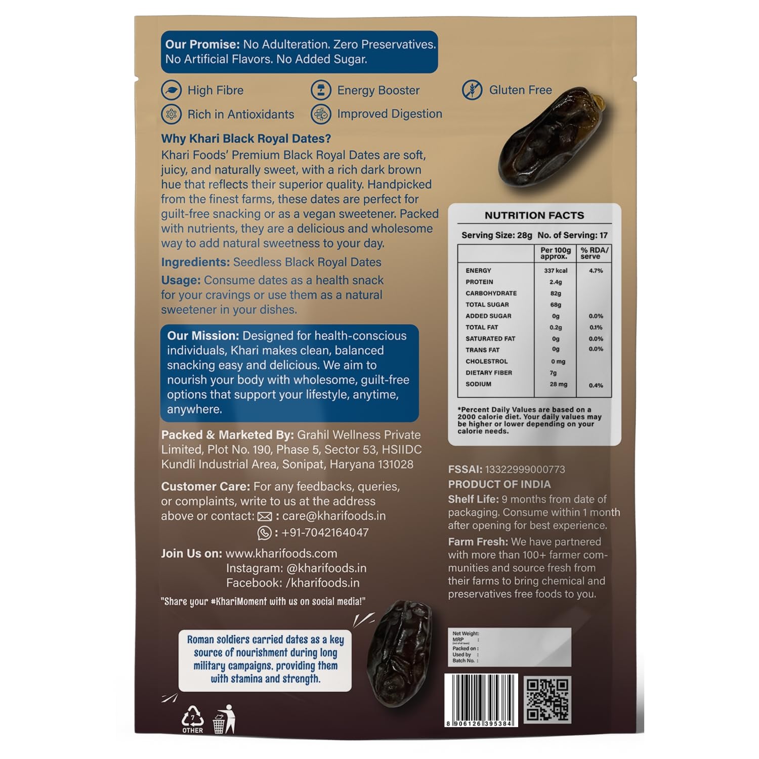 Khari Foods – Premium Black Royal Seedless Dates– 400g Khajoor – High Fibre, No Added Sugar, No Preservatives, Easy to Consume – Soft Healthy Dates for Energy, Immunity Support and Everyday Wellness 4