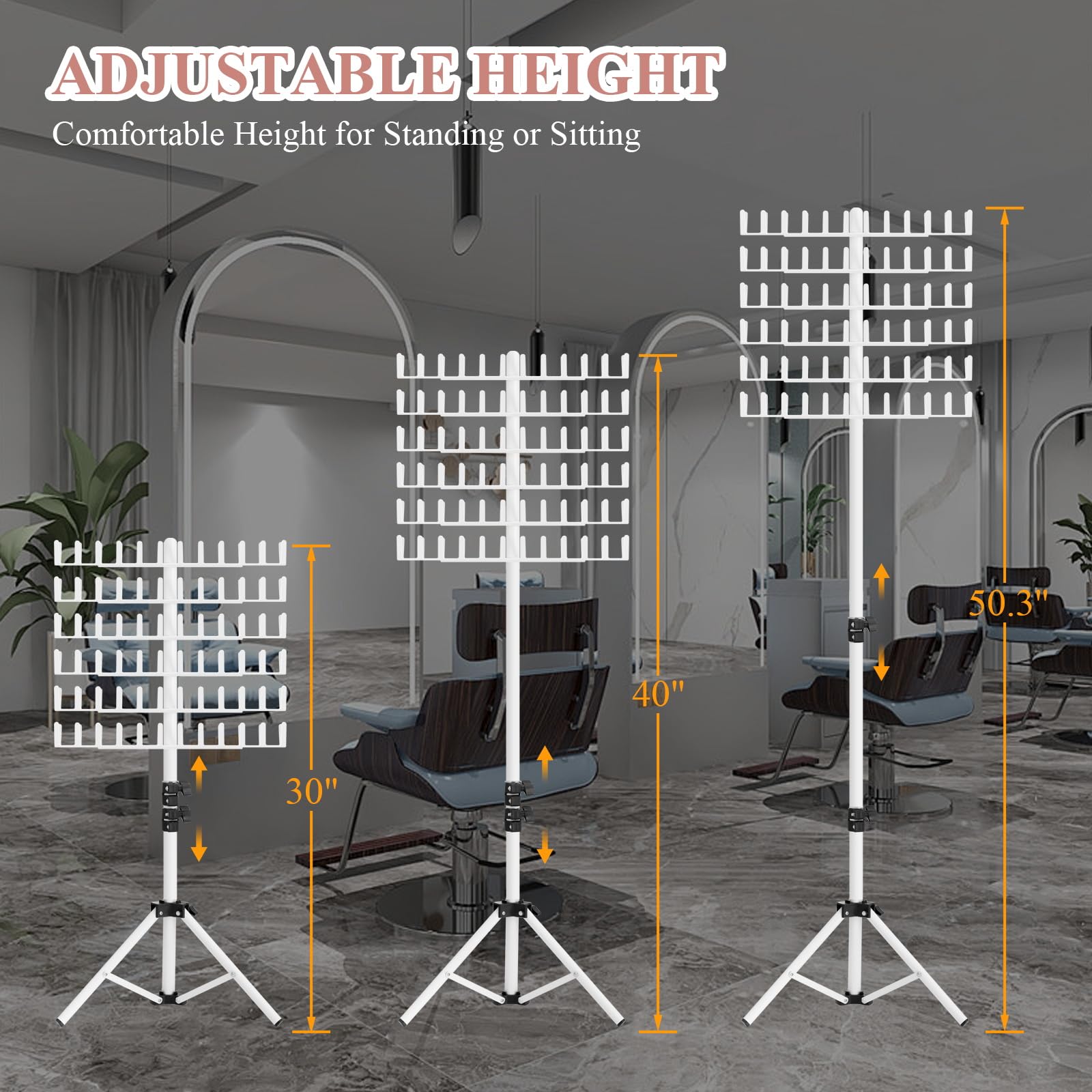 JANMPASK Height-Adjustable Braiding Hair Rack with 144 Pegs and Tools