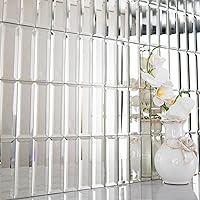 Vista 21 de Diflart Espejo retroprotector contra salpicaduras para despegar y pegar, antigüedad, 1.8 x 11.8 pulgadas, espejo biselado de tres tiras para pared