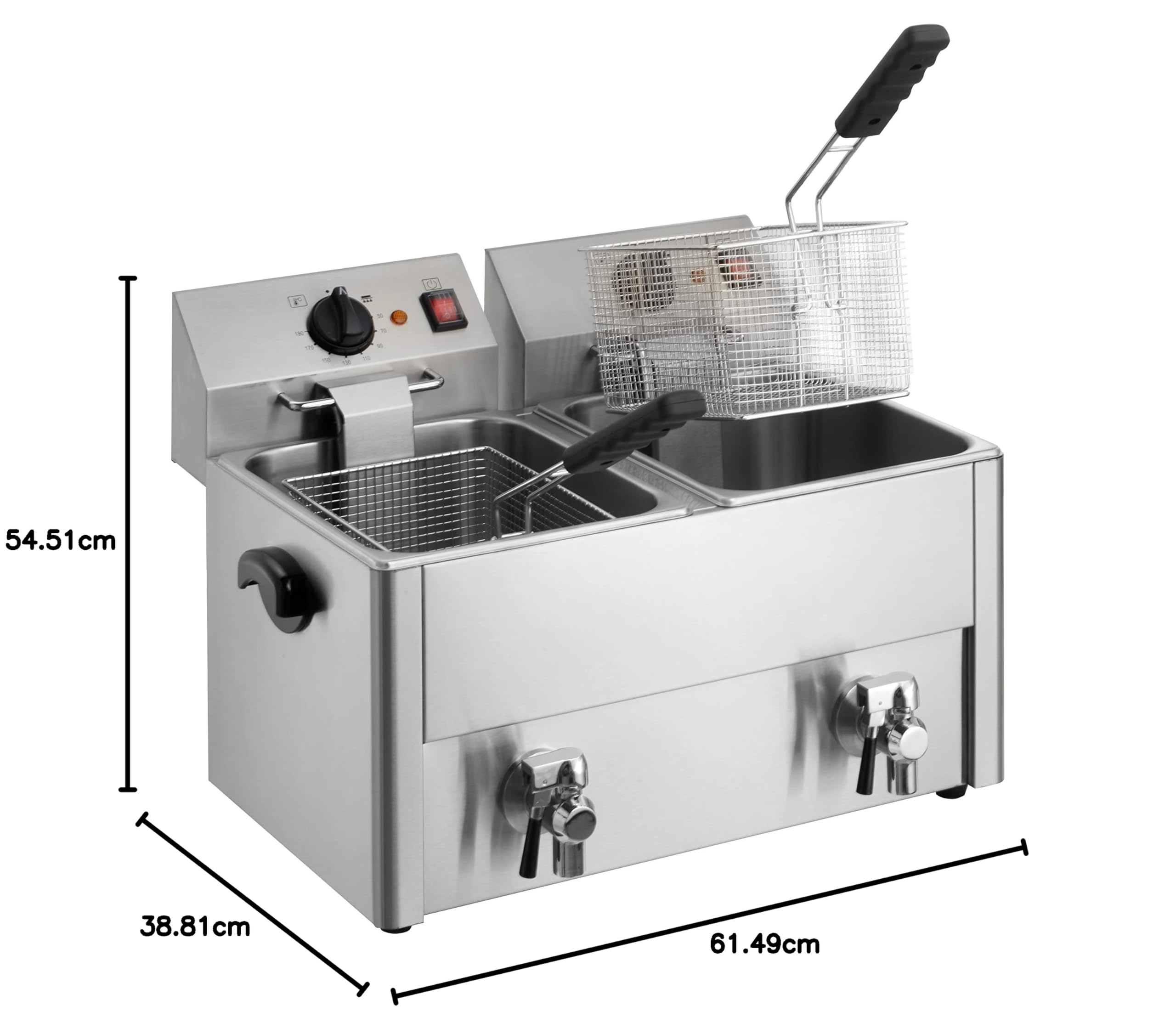 GastroHero Doppelfritteuse 2x10L I Große Edelstahl-Fritteuse mit Ablasshahn, Thermostaten und Überhitzungsschutz I Ideal für Gastronomie und Restaurants