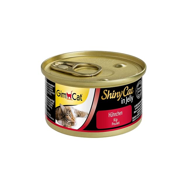 GimCat ShinyCat in Jelly, pollo - Alimento húmedo para gatos, con carne y taurina - 48 latas (48 x 70 g)