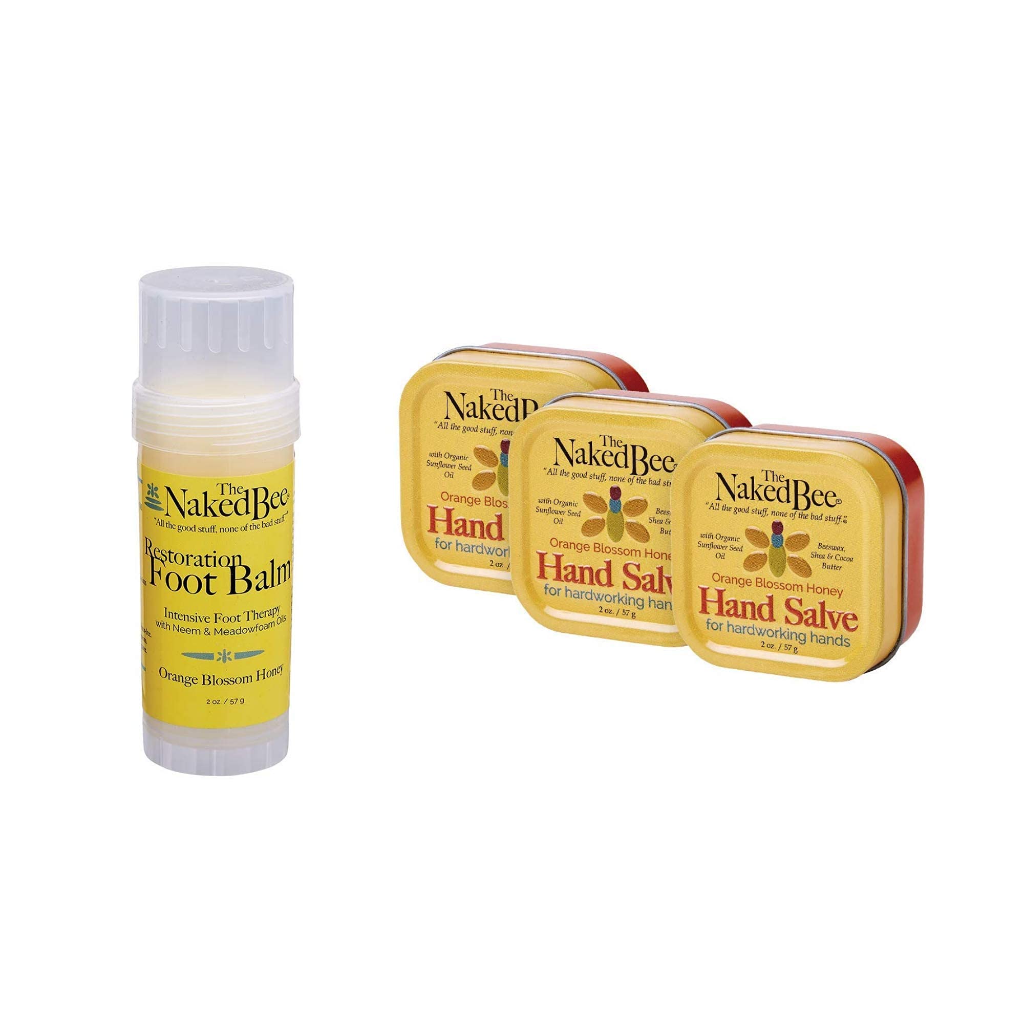 Restoration Foot Balm 2oz Orange Blossom Honey + Orange Blossom Honey Halve Salve 2oz