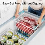 iSPECLE Freezer Baskets - Fit 10 to 20 Cu.Ft Chest Freezer, 3 Pack Large Stackable Freezer Organizer Bins Easily Sort and Get Frozen Foods with Handles, Allow Air Circulation, White